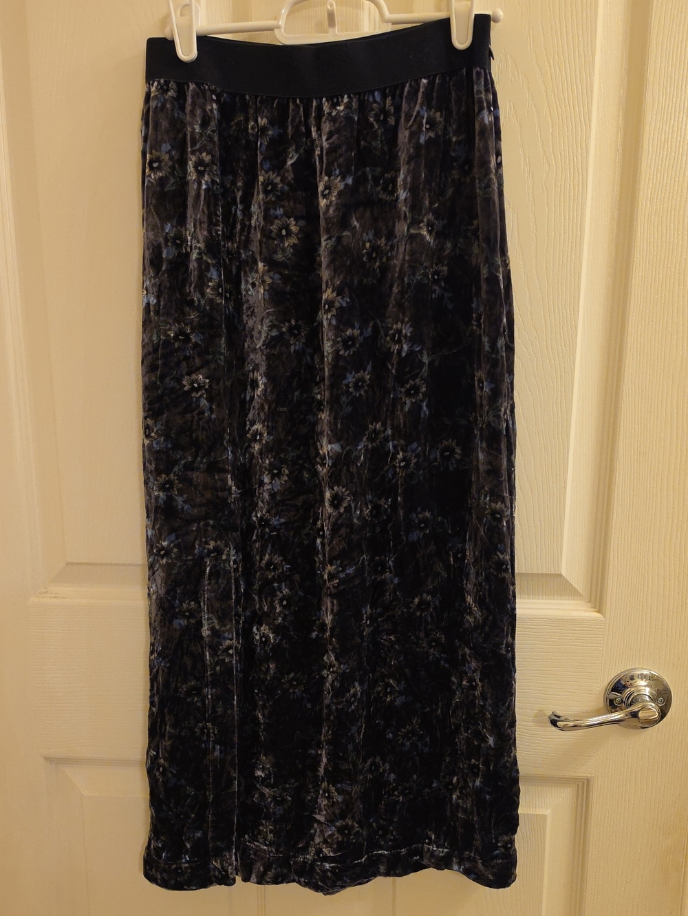 Margaret O'Leary Silk Blend Crushed Velvet Floral Maxi Skirt